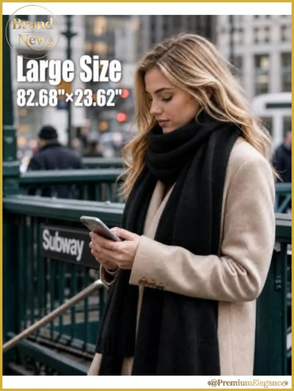 Wool Blend Chunky Blanket Scarf Shawl Wrap for Women